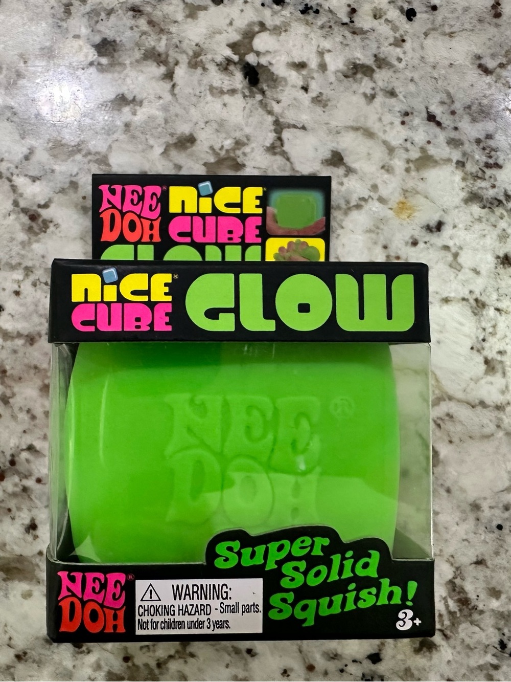 Authentic NeeDoh Nice Cube Glow Super Solid Squish - Bright Green.